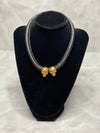 Crystal Embellished Double Skull Leather Choker