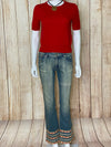 Embroidered Vintage Bell Bottom Jeans