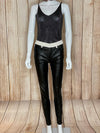 2 Tone Faux Leather Hybrid Jeans