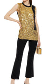 Embellished Two-toned Sequined Crepe Top
