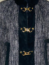Tweed Embellished Suede Trim Cape
