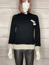 Turtle-Necked Embroidered Sweater Top