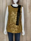 Embellished Two-toned Sequined Crepe Top