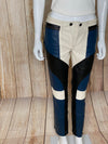 Colour Panelled Leather Biker Pants