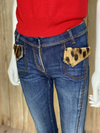 Leopard Print Pocket Cropped Jeans