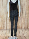 Black & Charcoal Ankle Skinny Lace-Print Jeans