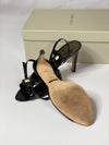 Patent Embellished Black Sandals